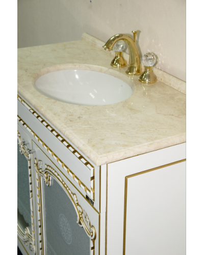 Элис - 90 Тумба прямая белая патина стекло/столешница