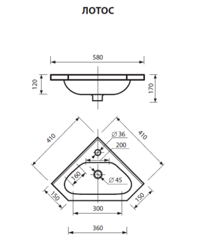 Лотос - 40 * 40 Тумба угловая