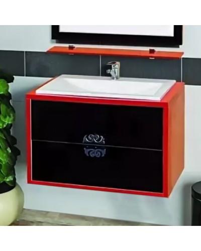 Бостон - 80 Тумба подвесная с 2 ящ.черно-красный пластик