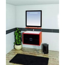 Бостон - 80 Тумба подвесная с 2 ящ.черно-красный пластик