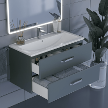 Тумба под раковину для ванной комнаты Uperwood Foster (90 см, подвесная, серый графит)