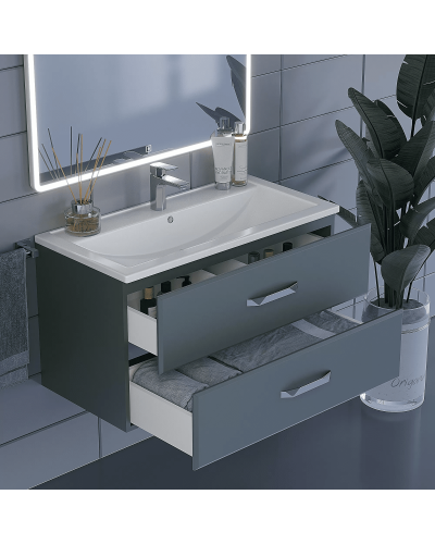 Тумба под раковину для ванной комнаты Uperwood Foster (90 см, подвесная, серый графит)