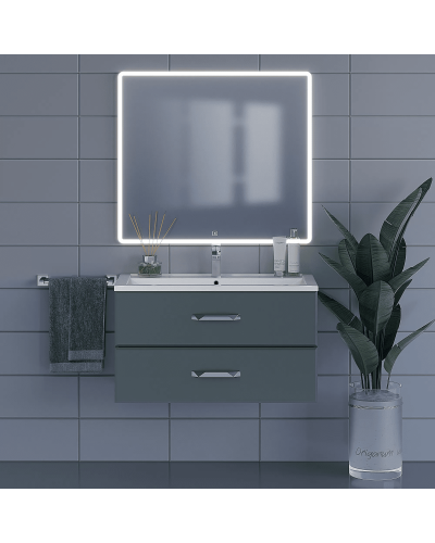 Тумба под раковину для ванной комнаты Uperwood Foster (90 см, подвесная, серый графит)