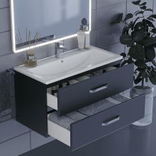 Тумба под раковину для ванной комнаты Uperwood Foster (90 см, подвесная, черная)