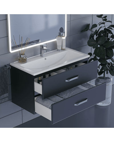 Тумба под раковину для ванной комнаты Uperwood Foster (90 см, подвесная, черная)