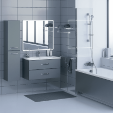 Тумба под раковину для ванной комнаты Uperwood Foster (90 см, подвесная, серый графит)