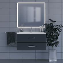 Тумба под раковину для ванной комнаты Uperwood Foster (90 см, подвесная, черная)