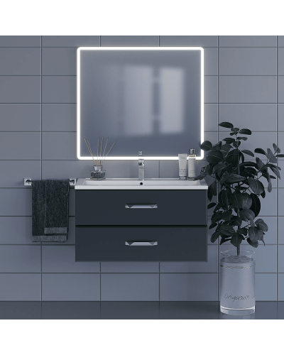 Тумба под раковину для ванной комнаты Uperwood Foster (90 см, подвесная, черная)