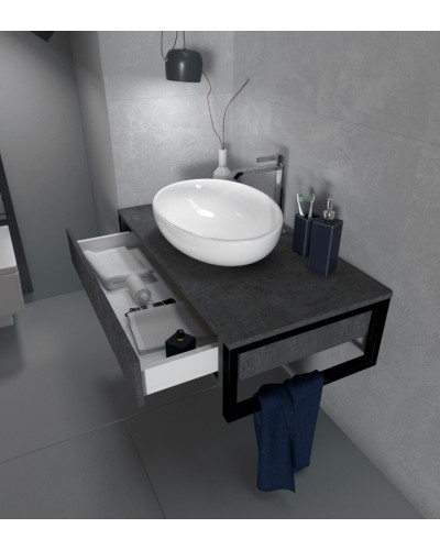 Тумба под раковину 1MarKa Grunge Loft 80П У85848 подвесная Бетон темно-серый
