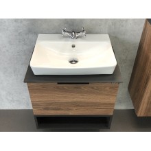 Тумба с раковиной Comforty Штутгарт 60 00004151039 подвесная Дуб темно-коричневый Черная столешница