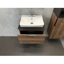 Тумба с раковиной Comforty Штутгарт 60 00004151039 подвесная Дуб темно-коричневый Черная столешница