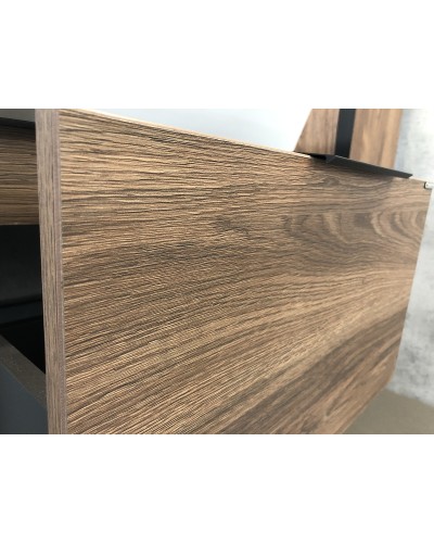 Тумба с раковиной Comforty Штутгарт 60 00004151039 подвесная Дуб темно-коричневый Черная столешница