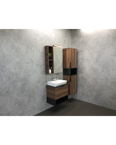 Тумба с раковиной Comforty Штутгарт 60 00004151039 подвесная Дуб темно-коричневый Черная столешница
