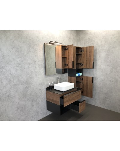 Тумба с раковиной Comforty Штутгарт 75 00-00001884 подвесная Дуб темно-коричневый Черная столешница