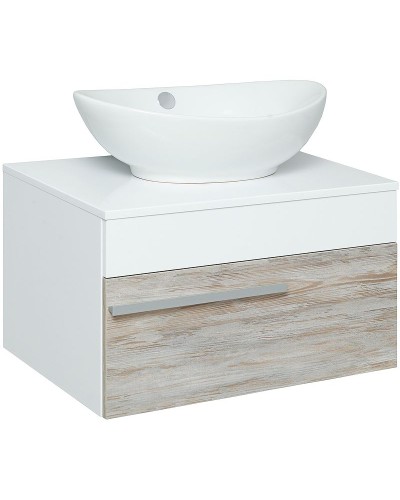 Тумба под раковину Runo Вудлайн 65 00-00001009 подвесная Белая Дуб скандинавский
