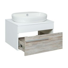 Тумба под раковину Runo Вудлайн 65 00-00001009 подвесная Белая Дуб скандинавский