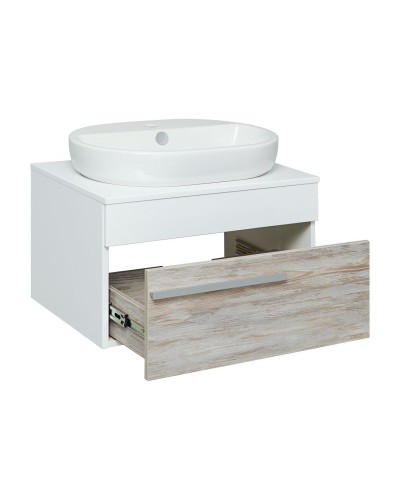 Тумба под раковину Runo Вудлайн 65 00-00001009 подвесная Белая Дуб скандинавский