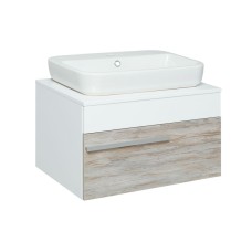 Тумба под раковину Runo Вудлайн 65 00-00001009 подвесная Белая Дуб скандинавский
