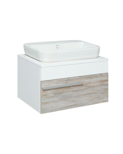 Тумба под раковину Runo Вудлайн 65 00-00001009 подвесная Белая Дуб скандинавский