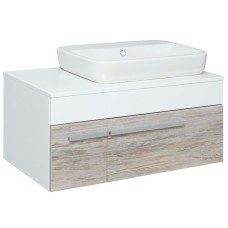Тумба под раковину Runo Вудлайн 85 00-00001010 подвесная Белая Дуб скандинавский