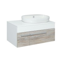 Тумба под раковину Runo Вудлайн 85 00-00001010 подвесная Белая Дуб скандинавский