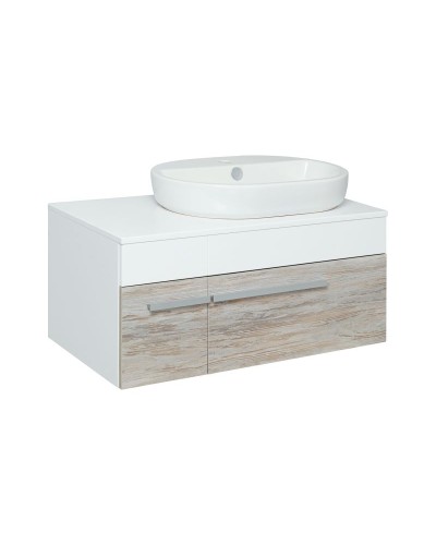 Тумба под раковину Runo Вудлайн 85 00-00001010 подвесная Белая Дуб скандинавский