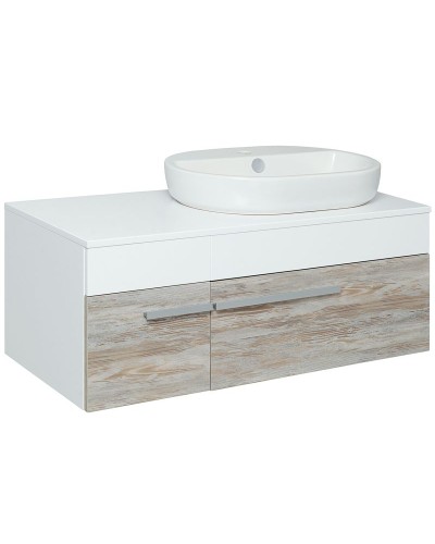Тумба под раковину Runo Вудлайн 100 00-00001011 подвесная Белая Дуб скандинавский