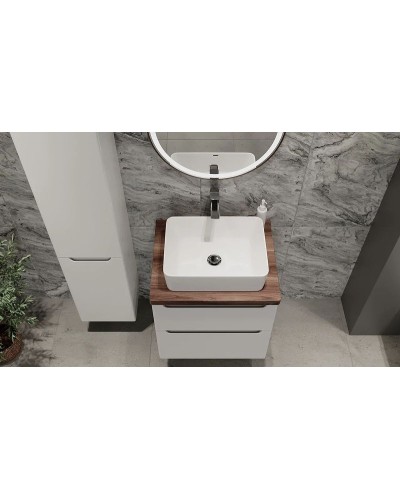 Тумба под раковину Jorno Wood 60 wood.01.60/P/W подвесная Белая