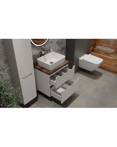 Тумба под раковину Jorno Wood 60 wood.01.60/P/W подвесная Белая