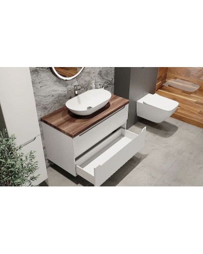 Тумба под раковину Jorno Wood 80 wood.01.80/P/W подвесная Белая