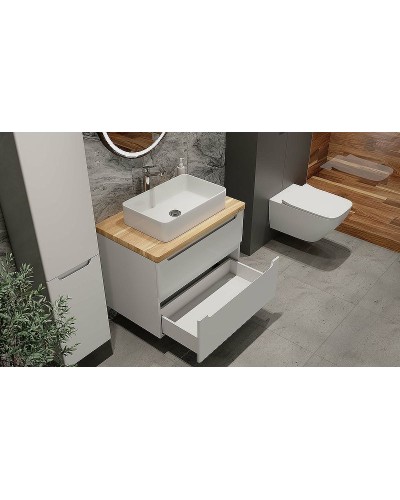 Тумба под раковину Jorno Wood 80 wood.01.80/P/W подвесная Белая