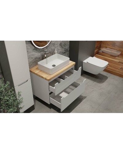 Тумба под раковину Jorno Wood 80 wood.01.80/P/W подвесная Белая