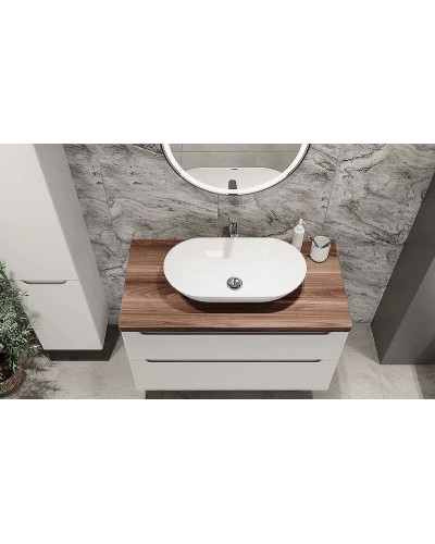 Тумба под раковину Jorno Wood 80 wood.01.80/P/W подвесная Белая