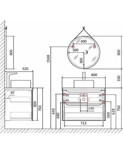 Тумба под раковину Jorno Wood 80 wood.01.80/P/W подвесная Белая