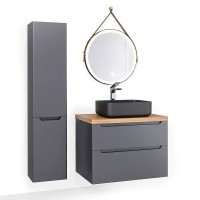 Тумба под раковину Jorno Wood 80 wood.01.80/P/GR подвесная Серая