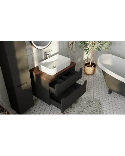 Тумба под раковину Jorno Wood 80 wood.01.80/P/GR подвесная Серая