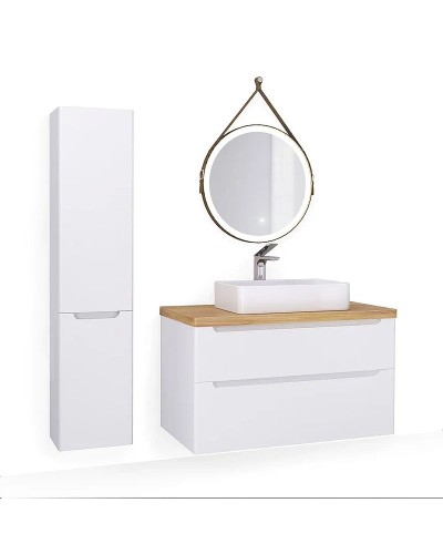 Тумба под раковину Jorno Wood 100 wood.01.100/P/W подвесная Белая