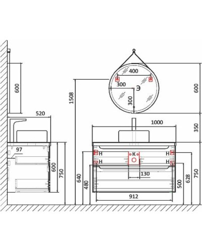 Тумба под раковину Jorno Wood 100 wood.01.100/P/W подвесная Белая