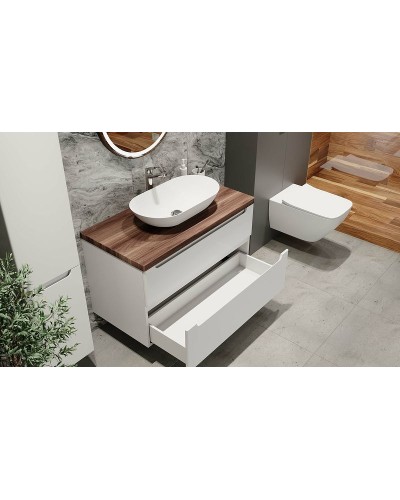 Тумба под раковину Jorno Wood 100 wood.01.100/P/W подвесная Белая