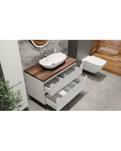 Тумба под раковину Jorno Wood 100 wood.01.100/P/W подвесная Белая