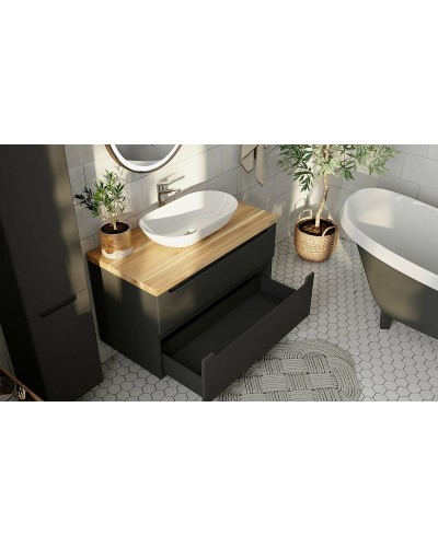 Тумба под раковину Jorno Wood 100 wood.01.100/P/GR подвесная Серая