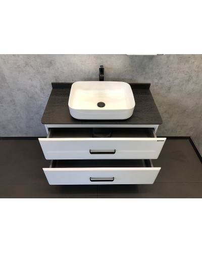 Тумба с раковиной Comforty Амстердам 95 00-00005494 подвесная Белый глянец