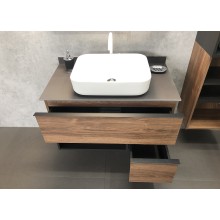 Тумба с раковиной Comforty Штутгарт 90 00-00002868 подвесная Дуб темно-коричневый Черная матовая