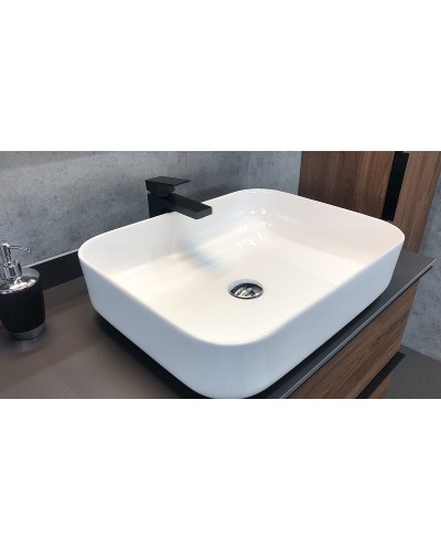 Тумба с раковиной Comforty Штутгарт 90 00-00002868 подвесная Дуб темно-коричневый Черная матовая