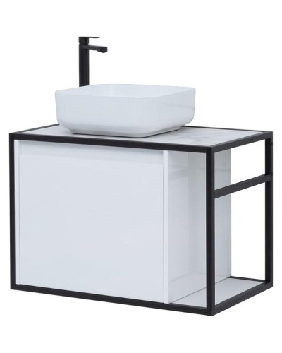 Тумба под раковину Aquanet Nova Lite Loft 75L 261650 подвесная Белый глянец