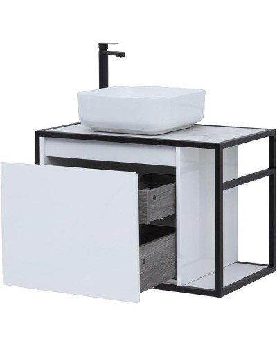 Тумба под раковину Aquanet Nova Lite Loft 75L 261650 подвесная Белый глянец