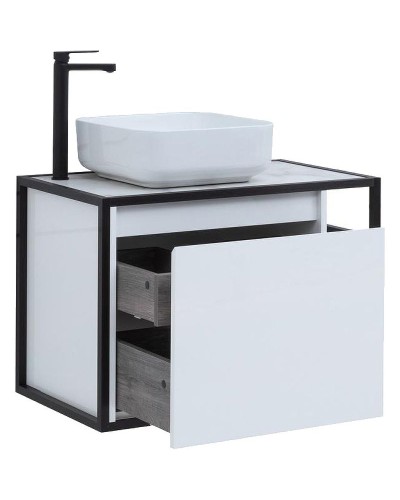 Тумба под раковину Aquanet Nova Lite Loft 75L 261650 подвесная Белый глянец