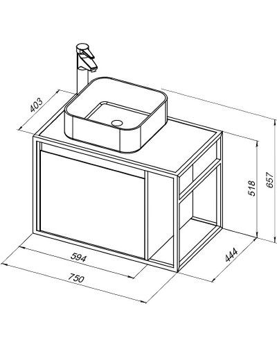 Тумба под раковину Aquanet Nova Lite Loft 75L 261650 подвесная Белый глянец