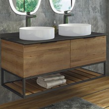 Тумба с раковинами Comforty Порто 120-2 00-00001287 подвесная Дуб темно-коричневый