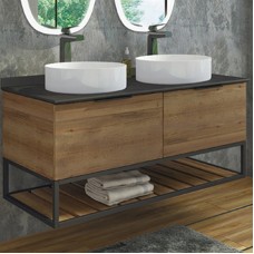 Тумба с раковинами Comforty Порто 120-2 00-00001287 подвесная Дуб темно-коричневый